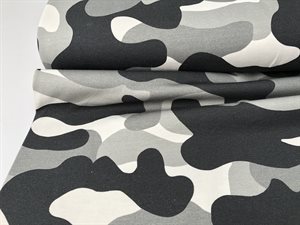 Bomuldsjersey - camouflage i grå nuancer